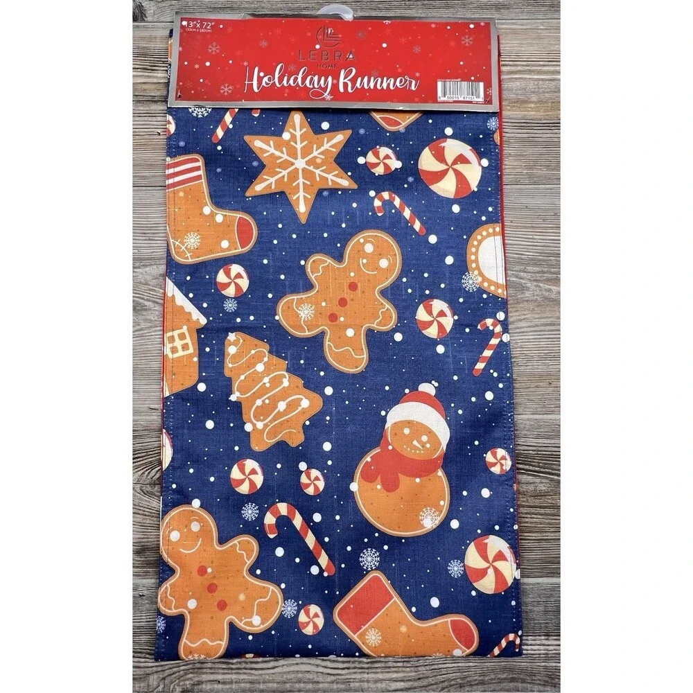 Libra Home Christmas Holiday Table Runner And‎ Placemats Lot Cut-Out Cookie